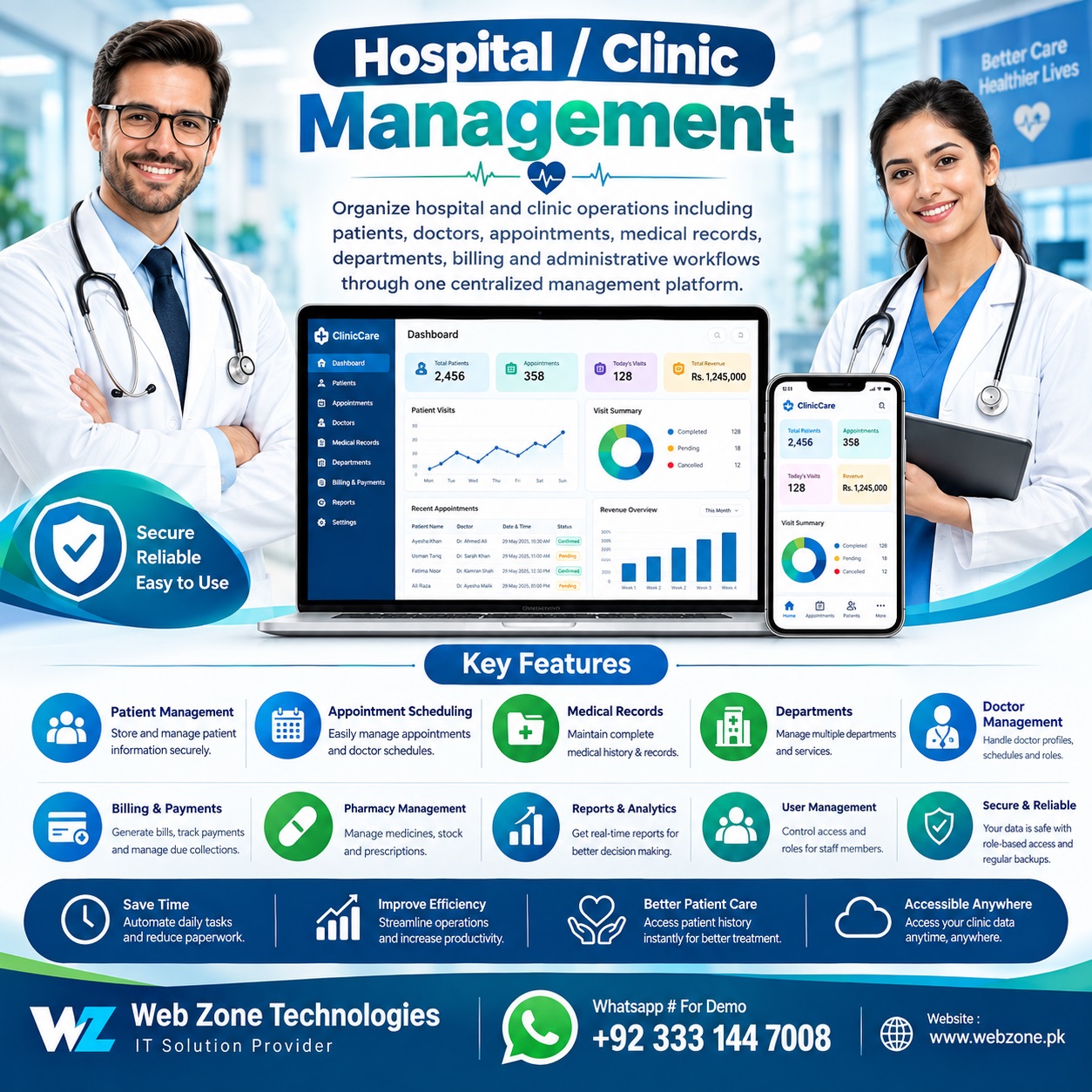 Hospital / Clinic Management System Web-Based Application By : WebZone Technologies