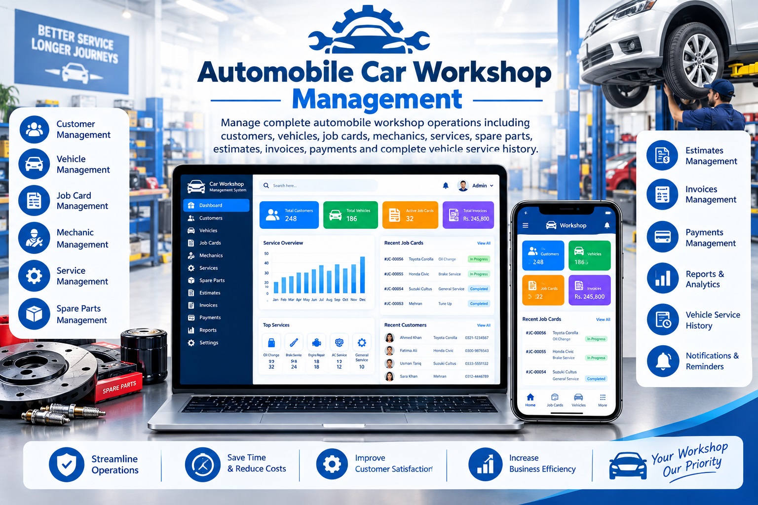 Complete Workshop Management, Job Card, Service & Vehicle History Solution
